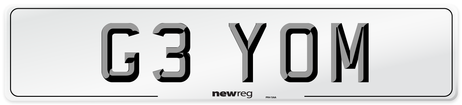 G3 YOM Number Plate from New Reg